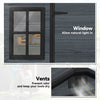 8 x 4 ft Plastic Garden Shed, Wood-Effect Outdoor Storage Shed with Floor, Windows, Lockable Doors and Vents, Dark Grey