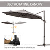 10ft Cantilever Patio Umbrella with 360° Rotation, Crank & Cross Base for Garden Deck Pool Backyard, Grey