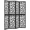 4 Panel Room Divider, 5.6 FT Lightweight Folding Privacy Screen with Geometric Pattern for Living Room, Bedroom, Black