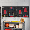 38 Piece Metal Peg Board with Accessories, Shelf Tool Organizer, Black and Red