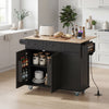 Kitchen Island on Wheels with Drop Leaf, Charging Station, Rolling Kitchen Cart with Wood Top, Adjustable Shelf