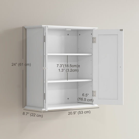 Bathroom Medicine Cabinet, Wall Cabinet with 2 Doors and Adjustable Shelf, Space Saver Over Toilet Cabinet