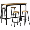 5-Piece Bar Table Set for 4, Industrial Counter Height Bar Table and Chairs for Kitchen, Dining Room, Rustic Brown