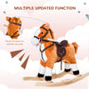 Qaba Kids Plush Rocking Horse Child Ride On Toy Rocker with Realistic Sounds Brown