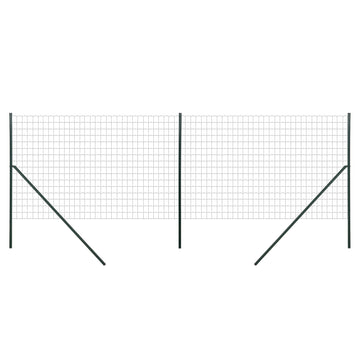 Garden Fence Barrier, Welded Fence Roll, Includes Posts & Support Braces, Green Plastic-Coated Steel