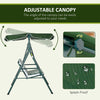 3-Seater Outdoor Porch Swing with Adjustable Canopy, Patio Swing Chair for Garden, Poolside, Backyard, Green and White