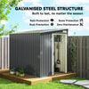 5x7 Garden Shed, Lean-to Metal Storage with Foundation, Sliding Door & 2 Vents for Garden Tools, Dark Grey