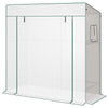 Walk-in Tomato Greenhouse Lean-to Green House with Reinforced PE Cover, Roll-up Door, Mesh Windows, White