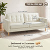 3 Seater Sofa Upholstered with Padded Cushion Modern Button Tufted Couch with Wood Legs, Cream White