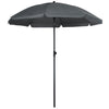 6ft Beach Umbrella, Outdoor Sun Shade Parasol with Push Button Tilt, Ruffled  UV50+ Vented Canopy, Dark Grey
