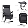 Zero Gravity Chair Set of 2 Patio Chair with Side Table Cupholders and Pillows for Pool, Backyard, Lawn, Black