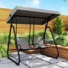 Patio Swing Chair w/Adjustable Canopy Outdoor Porch Swing Glider w/Dual Independent Seats 2-Seat Grey