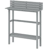 110cm Rectangle Outdoor Bar Table with Built-in Footrest, Slatted Top, Grey