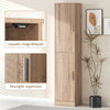 Tall Bathroom Cabinet, Slim 6-Tier Bathroom Floor Cabinet with 2 Doors and 4 Adjustable Shelves, Natural Wood