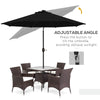 9ft Solar Patio Umbrella Outdoor Sunshade 24 LED Lights Tilt Canopy Black