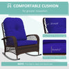 Outdoor Wicker Rattan Rocking Chair Patio Rocker with Thick Cushions for Garden Backyard Porch, Dark Blue