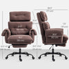 Reclining Executive Computer Desk Chair, Ergonomic Office Chair with Footrest and Thickly Padded, Coffee