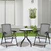 Folding Outdoor Bistro Set, Patio Table and Chairs with Reclining Backrest and Round Dining Table, Grey