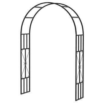 7.3ft Steel Garden Arch Trellis, Garden Arbor Trellis for Climbing Plants Roses Wisteria Vines, Flower Arch Wedding Arch Stand for Bridal Party Ceremony Decoration, Black
