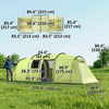 6 Person Camping Tent with Porch, Large Family Tent with 2 Bedroom and Living Room, Light Green