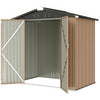 6.5' x 4' Outdoor Storage Shed, Metal Garden Shed with Lockable Double Doors, 4 Vents, Brown