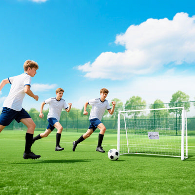 Soozier 6ft x 4ft Soccer Goal Net with Metal Frame, PE Mesh, Ground Stakes, Easy Assembly, Yellow
