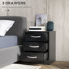 Bedside Table Set of 2, Modern Nightstand with Drawers and High Gloss Fronts, Night Table for Bedroom, Black