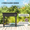 41L Self Watering Raised Garden Bed w/ Ventilation Transparent Lid Greenhouse, Planter Box w/ Storage Shelf, Black
