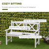 2-Seater Wooden Garden Bench, 4FT Outdoor Patio Loveseat with Unique X-Shape Back for Yard, Lawn, Porch, White