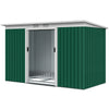 9x4 Outdoor Storage Shed Galvanized Steel Garden Shed with Foundation Kit, Ventilation & Doors