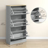 Modern Shoe Storage with 3 Flip Drawers and Adjustable Shelves, Shoe Cabinet Organizer for 12-18 Pairs of Shoes, Grey