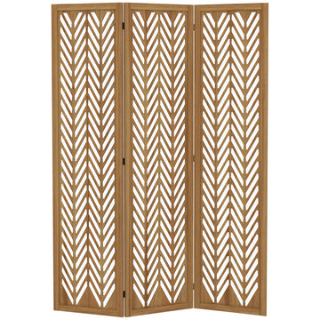 3 Panel Room Divider, 5.6ft Tall Wood Folding Privacy Screens, Freestanding Partition Wall Dividers, Light Brown
