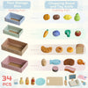 Qaba Wooden Dishwasher Playset, Play Sink Toys with Faucet, Turning Knobs and Accessories, Gift for Boys Girls Toddlers