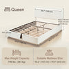 Queen Size Bed Frame with Charging Station, LED Lights, Adjustable Headboard, Upholstered Platform Bed Frame White