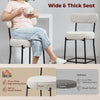 Set of 2 Barstools, Upholstered Corduroy Bar Stools with Backrest, Footrest for Kitchen Island, Dining Room, Cream White