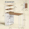 Folding Computer Desk with 4-Tier Bookshelf Space-Saving Home Office Desk, Natural