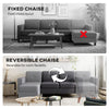 Sectional Sofa with Changeable Chaise Lounge, 3 Seat L-Shaped Sofa, Upholstered Couch for Small Space, Dark Grey