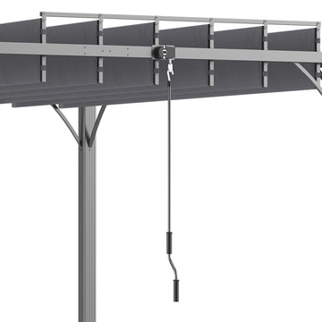 12.8' x 9.7' Outdoor Pergola with Retractable Roof, Aluminium Louvered Pergola Canopy Gazebo for Lawn Garden Patio, Grey