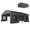 20' x 20' Heavy Duty Carport, Portable Garage Car Canopy Tent Shelter with 3 Roll-up Doors, 4 Windows, Dark Grey