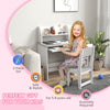 Qaba Kids Desk and Chair Set for 5-8 Year Old with Storage, Study Table and Chair for Children, Grey