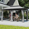10' x 13' Double Roof Patio Gazebo, Outdoor Gazebo with Curtains, for Garden, Lawn, Backyard and Deck