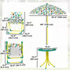 Qaba Kids Picnic Table, Kids Table and Chair Set with 2 Folding Chairs and Umbrella for Backyard, Garden, Patio, Green