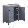 Garden Storage Cabinet, Outdoor Tool Shed with Galvanized Top and Two Shelves for Yard Tools or Pool Accessories, Grey
