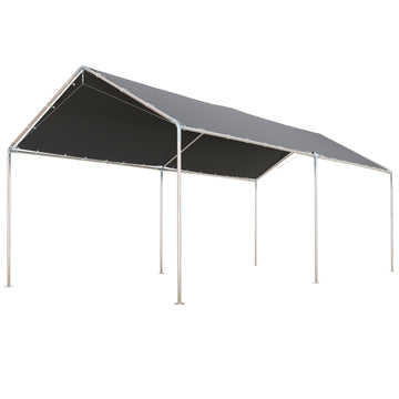 10'x20' Carport Heavy Duty Galvanized Car Canopy with Included Anchor Kit, 3 Reinforced Steel Cables