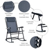 3pc Patio Rocking Chair Set, Folding Outdoor Rocking Chairs and Table Bistro Set w/ Breathable Mesh Seat & Backrest, Headrest for Park, Backyard, Garden, Grey