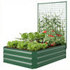 Galvanized Raised Garden Bed with Trellis for Climbing Plants, Outdoor Planter Box with Open Bottom, Green