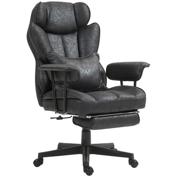 Big and Tall Office Chair with Foot Rest, 400LBS High Back Desk Chair with Padded Armrests, Lumbar Support, Black
