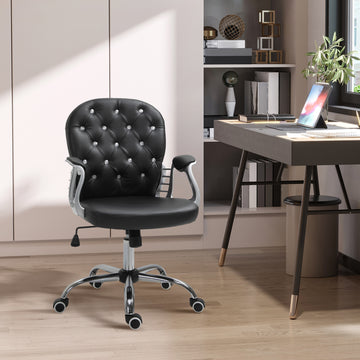 Office Chair, Comfortable Computer Desk Chair with Padded Seat and Adjustable Height, Tufted Back, Black