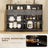 Sideboard, Buffet Cabinet with 4 Barn Doors and 3 Drawers, Coffee Bar Cabinet with Adjustable Shelves, Espresso
