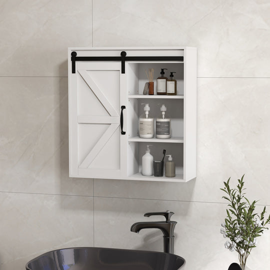 Pharmacie de salle de bain, armoire murale avec porte coulissante et tablette réglable, 22,8